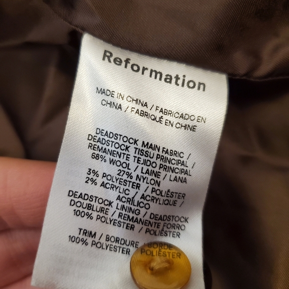 Reformation Scarlett Double Breast oversized coat. Wool blend. Yellow. Size XS. - Picture 8 of 15